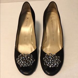 Peter Kaiser Black Suede Embellished Open Toe Heel